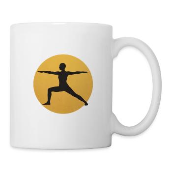 Silhouette de la posture de yoga Warrior II Sun Design - Mug blanc - blanc - Droite