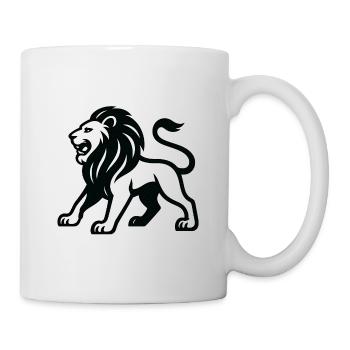 Löwen-Silhouette: kraftvolle Monochrom - Tasse - Weiß - Rechts