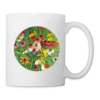 Peinture colorée de prairies à l’échinacée - Mug blanc - blanc - Droite