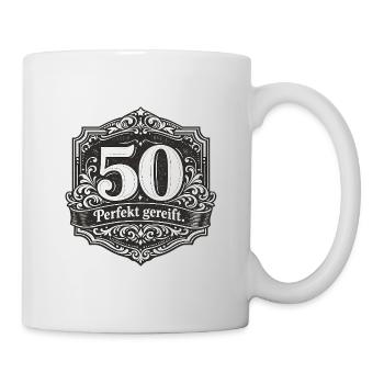 50 Perfekt Gereift Vintage Abzeichen - Tasse - Weiß - Rechts