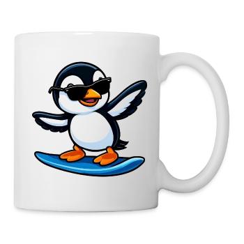 Cool Penguin Surfer Riding Waves Summer Sports - Mug - white - Right