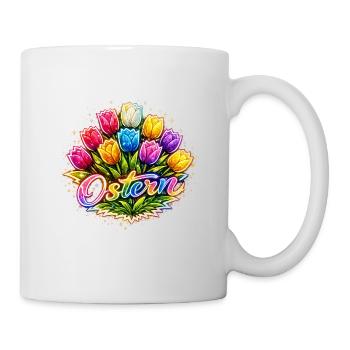 Ostern Tulpen Neonzauber - Tasse - Weiß - Rechts