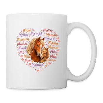 Pferde Mama Herz – Muttertag Geschenk Pferdeliebe - Tasse - Weiß - Rechts