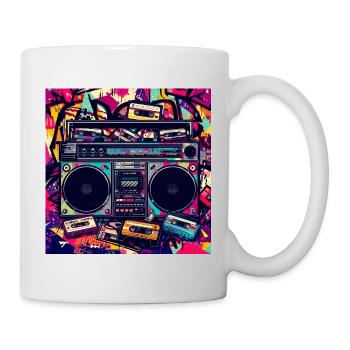 Boombox Graffiti Neon Retro - Tasse - Weiß - Rechts