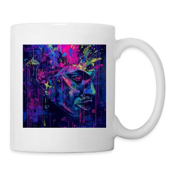 Neon Graffiti Portrait Spatters - Mug - white - Right