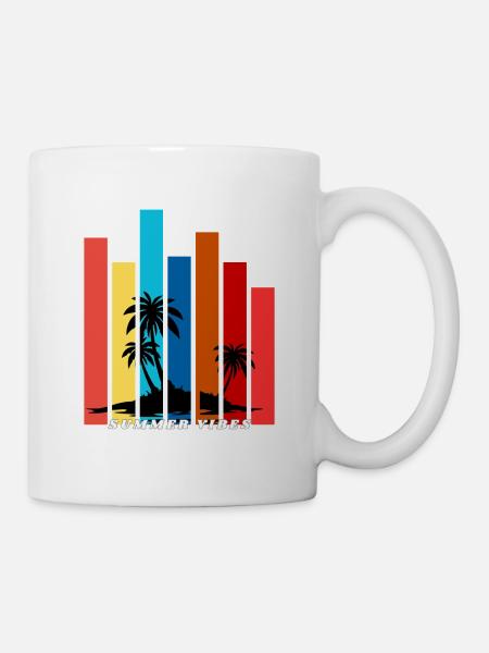 Tropical Summer Sunset Palm Trees Design - Mug - white