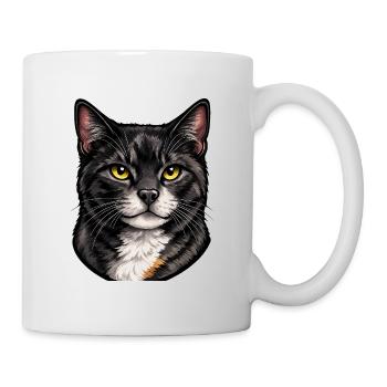 Katzenporträt Goldaugen - Tasse - Weiß - Rechts