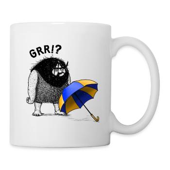 Homme des cavernes avec parapluie - Mug blanc - blanc - Droite