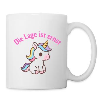 LAGE IST ERNST, COOLES EINHORN! LUSTIGER SPRUCH - Tasse - Weiß - Rechts