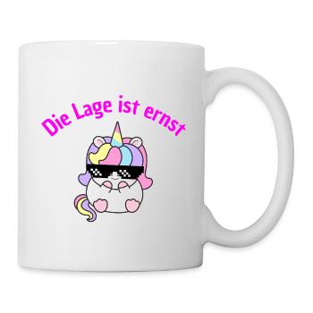 LAGE IST ERNST, COOLES EINHORN! LUSTIGER SPRUCH - Tasse - Weiß - Rechts
