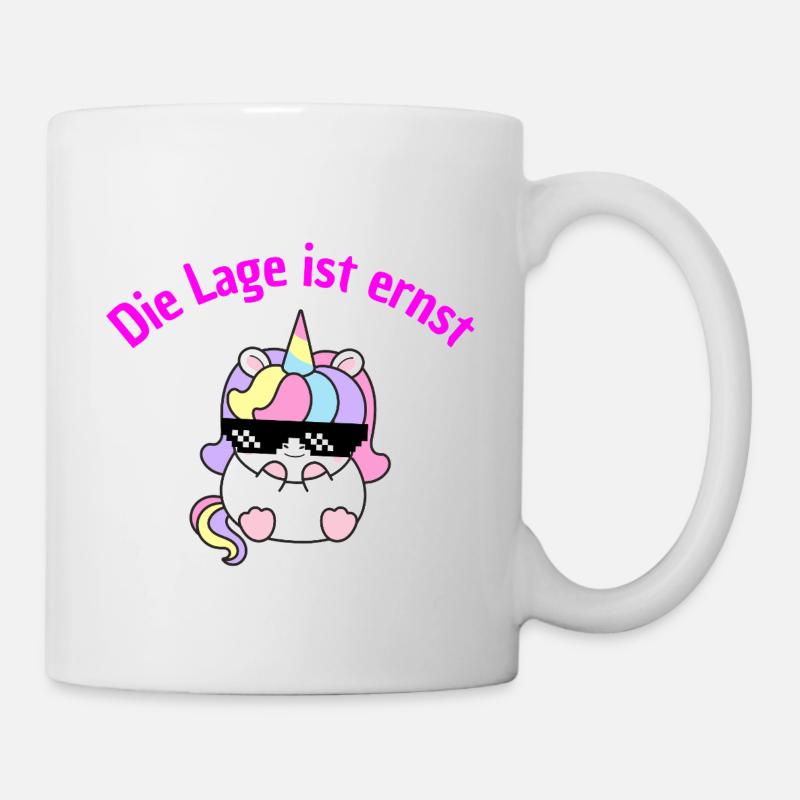 LAGE IST ERNST, COOLES EINHORN! LUSTIGER SPRUCH - Tasse - Weiß