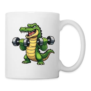 Dessin animé d’entraînement en force crocodile - Mug blanc - blanc - Droite