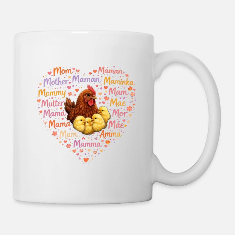 Huhn Küken Mama Herz – Muttertag Geschenk - Tasse - Weiß