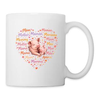 Pig Piglet Mom Heart – Mother's Day Gift - Mug - white - Right