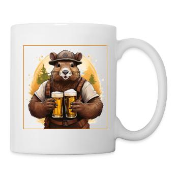 Beaver with beer - Mug - white - Right