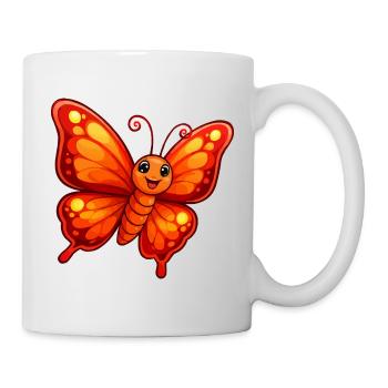 Oranger Schmetterling - Tasse - Weiß - Rechts