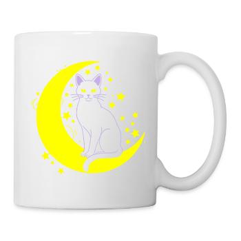  Katze Mond Sterne Outline - Tasse - Weiß - Rechts