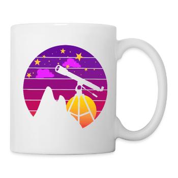Retro Astronomie Teleskop Sonnenuntergang - Tasse - Weiß - Rechts