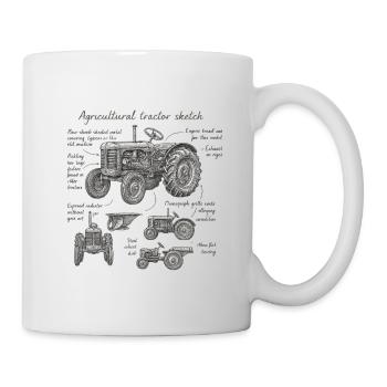 Landwirtschaftlicher Traktor Skizze - Tasse - Weiß - Rechts