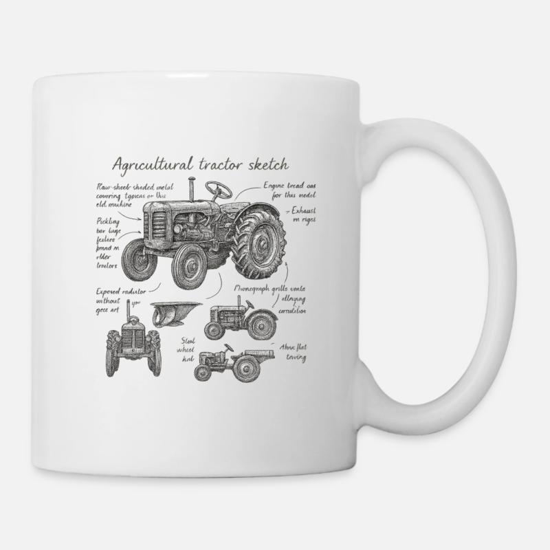 Agricultural Tractor Sketch - Mug - white