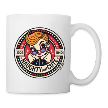 Naughty and Cute Vintage Pinup - Tasse - Weiß - Rechts