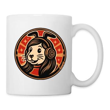 Retro Bunny Headphones Emblem - Mug - white - Right