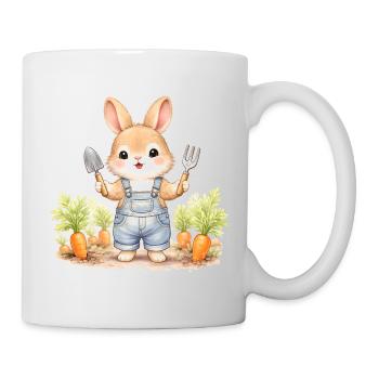 Süßer Hase im Karottenbeet  - Tasse - Weiß - Rechts