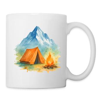 Montagne du Feu de camp Watercolor - Mug blanc - blanc - Droite