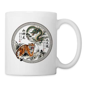 Tiger und Drache Asiatisch - Tasse - Weiß - Rechts