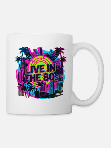 80s Retro Neon Party - Tasse - Weiß