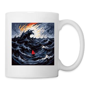 Voile rouge dans la mer des tempêtes - Mug blanc - blanc - Droite