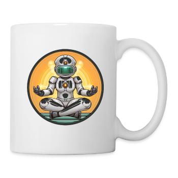 Méditation robotique dans le cercle néon - Mug blanc - blanc - Droite