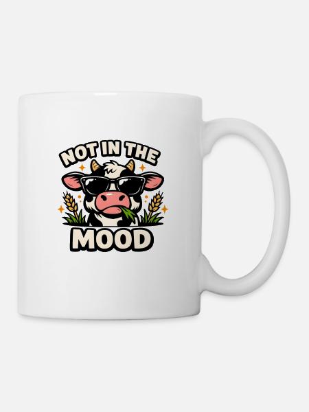 Not in the Mood – Coole Kuh mit Sonnenbrille - Tasse - Weiß