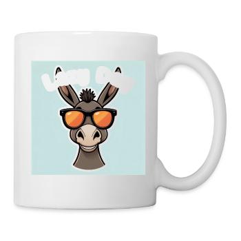 Esel mit orangefarbener Sommerbrille - Tasse - Weiß - Rechts