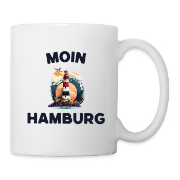 Moin Hamburg Leuchtturm Motiv - Tasse - Weiß - Rechts