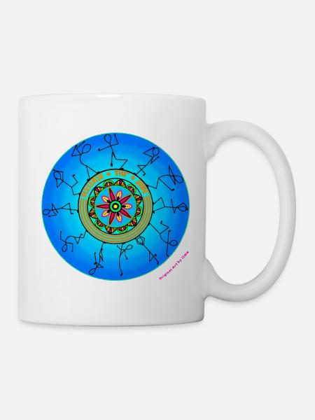 Release the Vibe - Handgezeichnetes Mandala Art - Tasse - Weiß