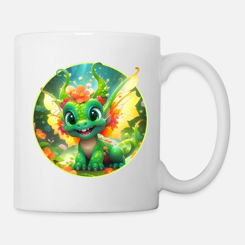 Les dragons en fleurs dans la Forêt Merveilleuse - Mug blanc - blanc