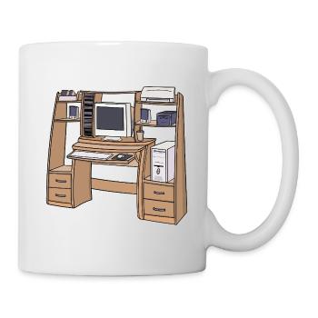 Retro-Computerschreibtisch-Setup 90er 2000er Nostalgie - Tasse - Weiß - Rechts