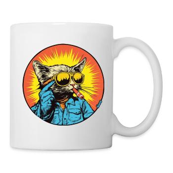 Sunny Cat Rétro Vibe - Mug blanc - blanc - Droite