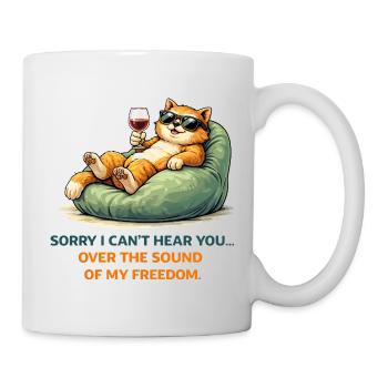 Entspanntes Katzenwein-Meme - Tasse - Weiß - Rechts