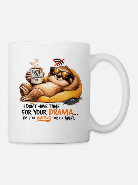 Sloth Coffee Lounge Drama - Tasse - Weiß
