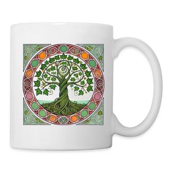 Vitrail circulaire de l’Arbre de Vie - Mug blanc - blanc - Droite