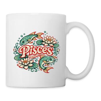 Tatouage vintage de poisson lotus en Poissons - Mug blanc - blanc - Droite
