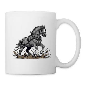 Vintage Horsework Geschirr-Zugpferd - Tasse - Weiß - Rechts