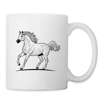 White Arabian Horse Dappled Trotting Equestrian Elegance - Mug - white - Right