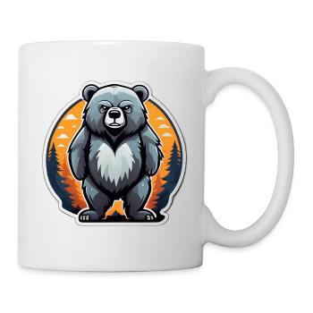 Cartoon-Bärenjunges bei Sonnenuntergang im Wald - Tasse - Weiß - Rechts