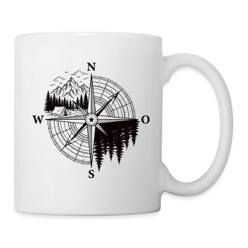 Camping Kompass Shirt für Outdoor Abenteurer - Tasse - Weiß - Rechts