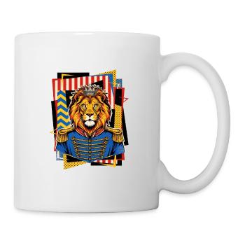 Löwe König Zirkusdirektor Pop-Art - Tasse - Weiß - Rechts