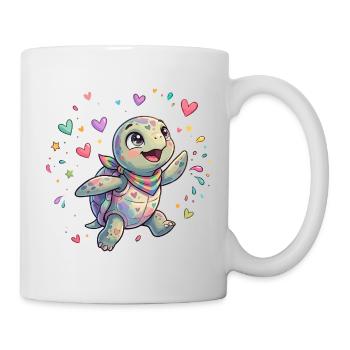 Regenbogen Turtle mit Herzmustern - Tasse - Weiß - Rechts