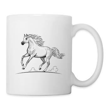 White Horse Thoroughbred Trotting Equestrian Elegance - Mug - white - Right